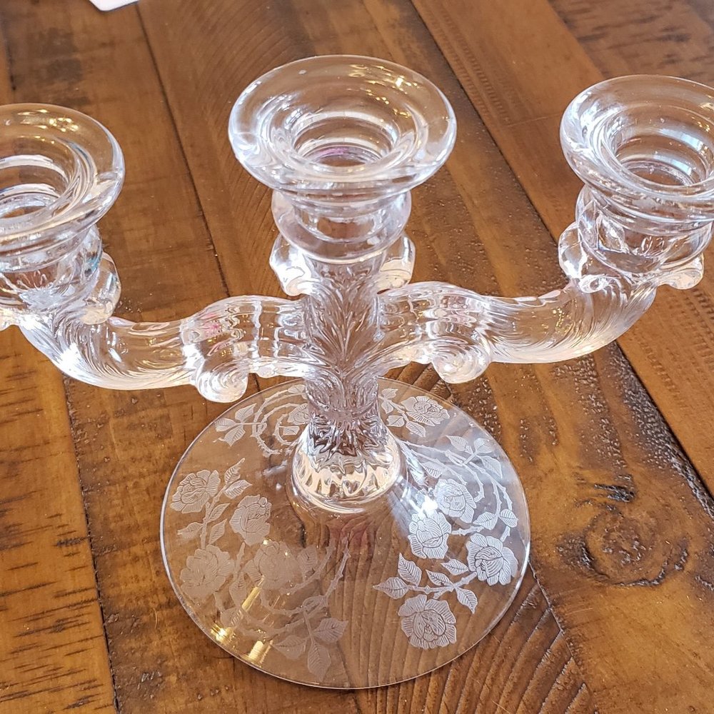 Vintage Cambridge Glass 3-Arm Crystal Candle Holders – Rosepoint 🌹